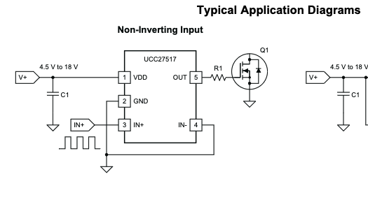 Gate driver typical non-inverting input application